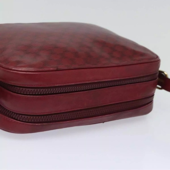 CELINE Macadam Canvas Shoulder Bag Leather Red Gold Authentic fm3695 - Vintage - Picture 4 of 15